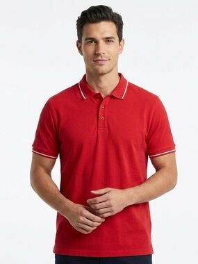 LIVERGY 100% cotton Red Polo with White Trim Men’s Size M NWT